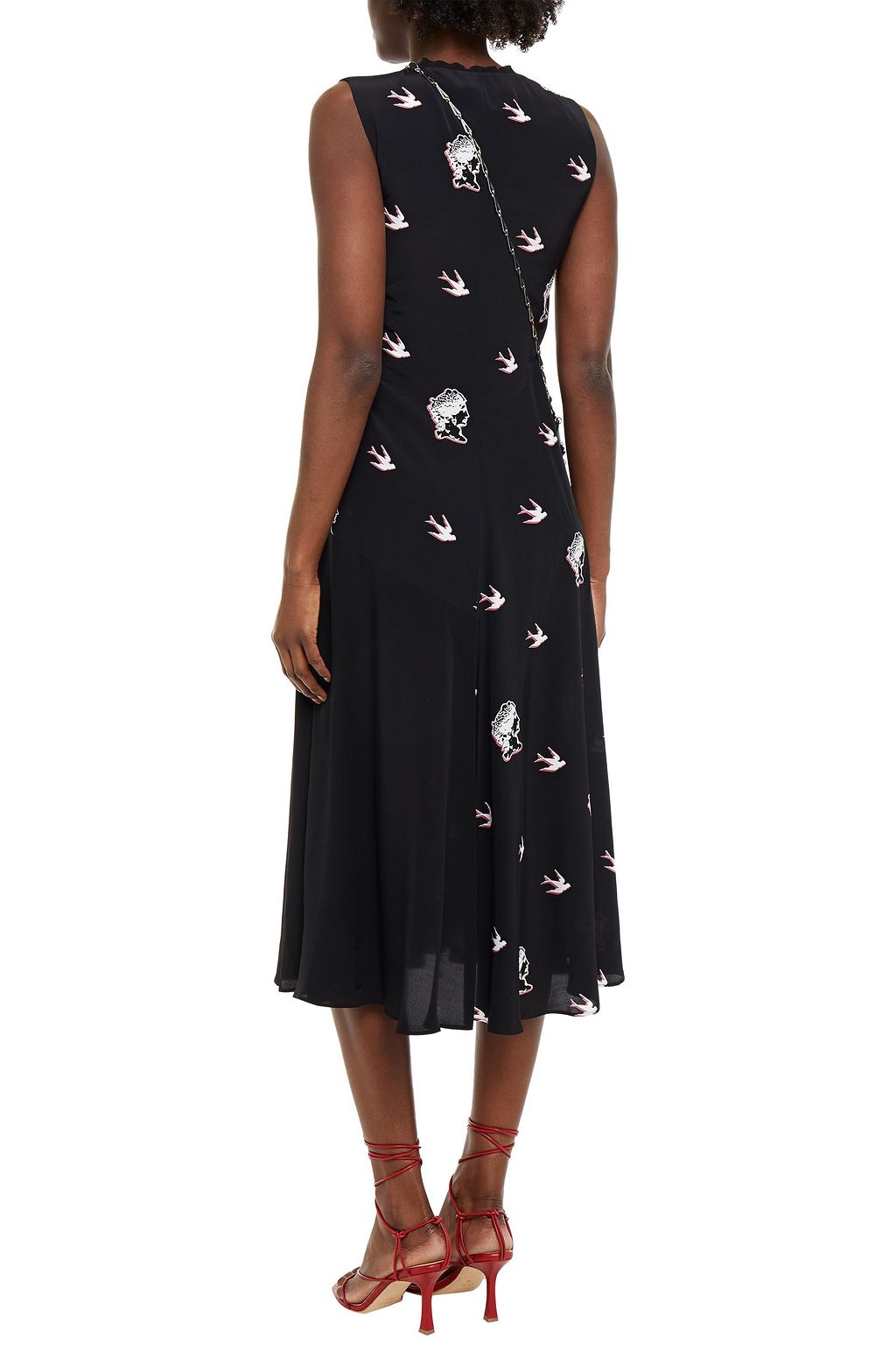 MCQ ALEXANDER MCQUEEN Paneled printed crepe de chine midi dress