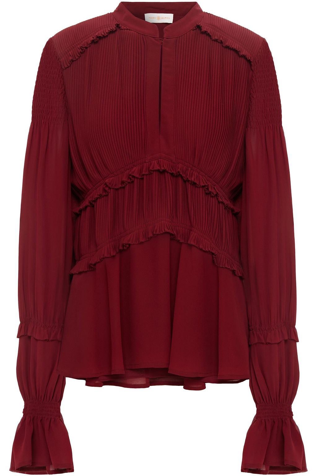 burgundy ruffle top