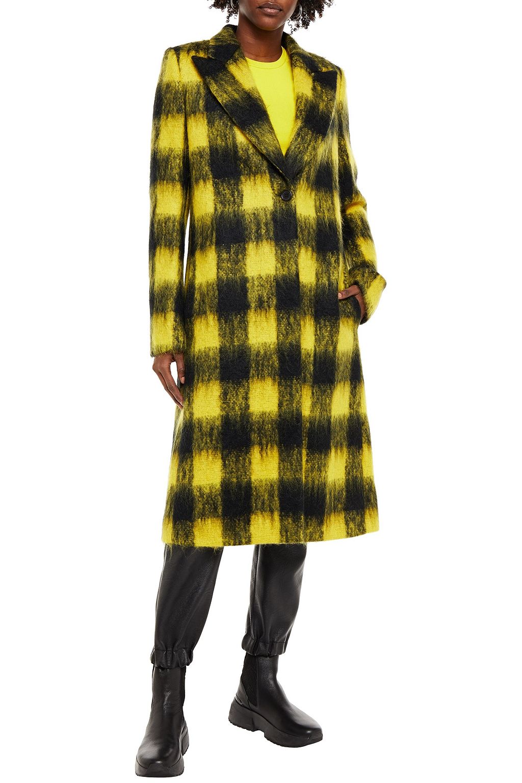 MAISON MARGIELA Brushed checked mohair-blend coat