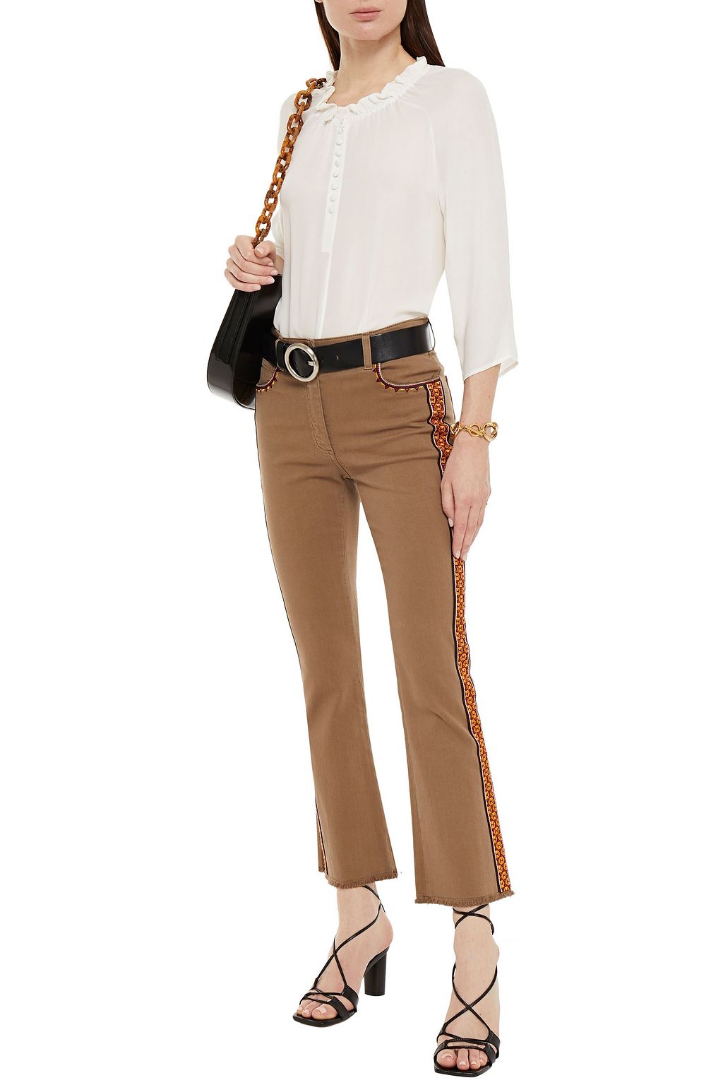 ETRO Embroidered high-rise kick-flare jeans