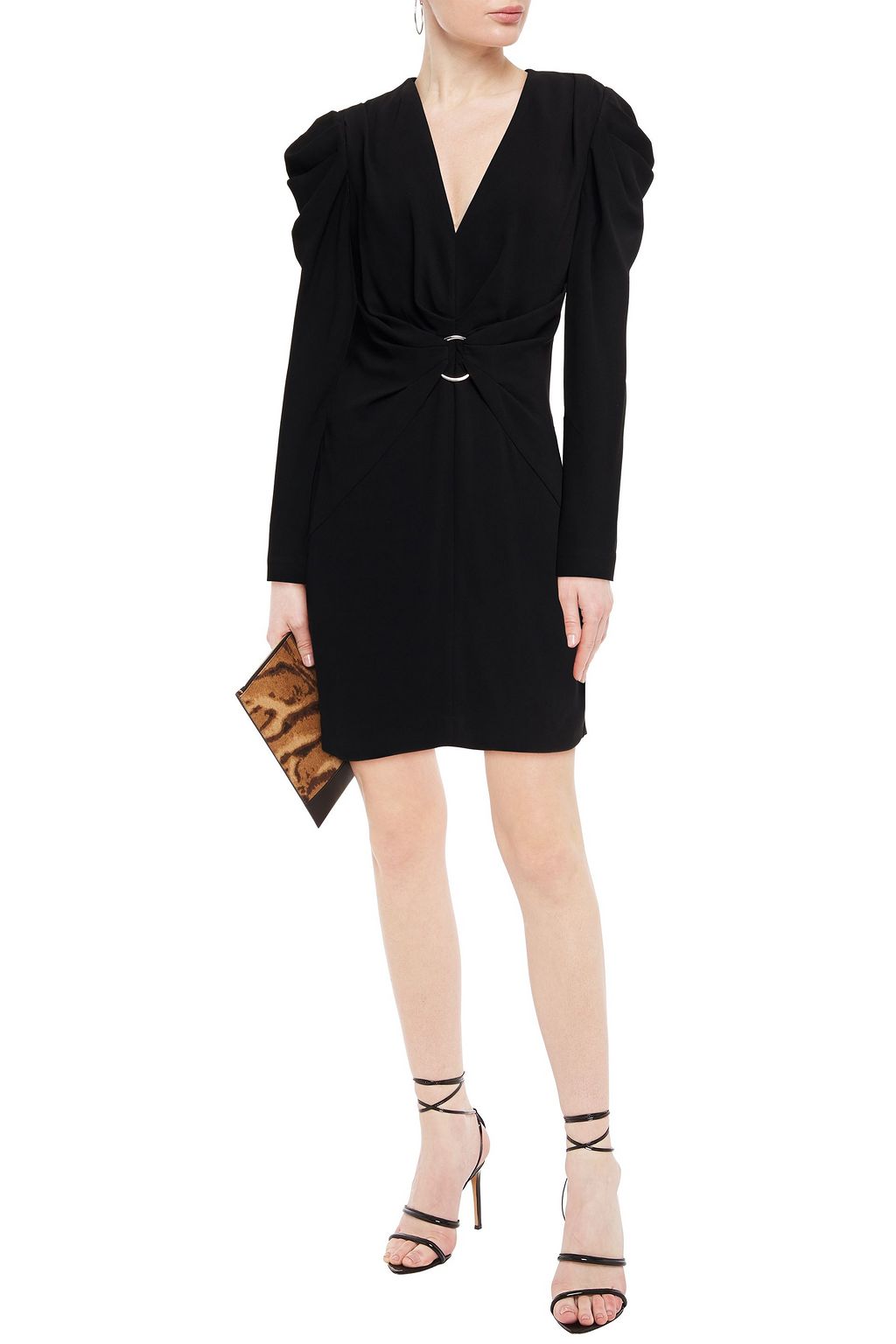 SIMKHAI Ring-embellished ruched crepe mini dress