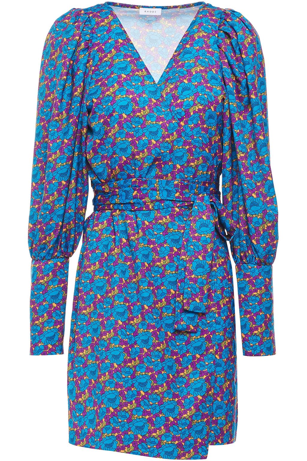 Bright blue Frankie gathered floral ...