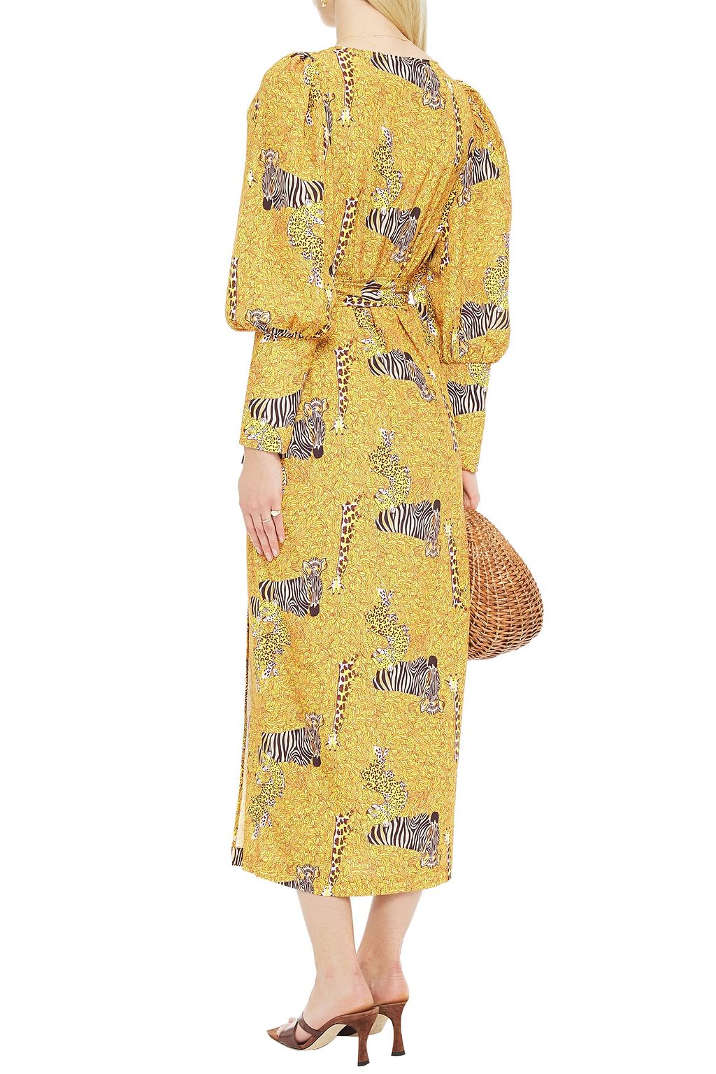 RHODE Aspen printed crepe midi wrap dress