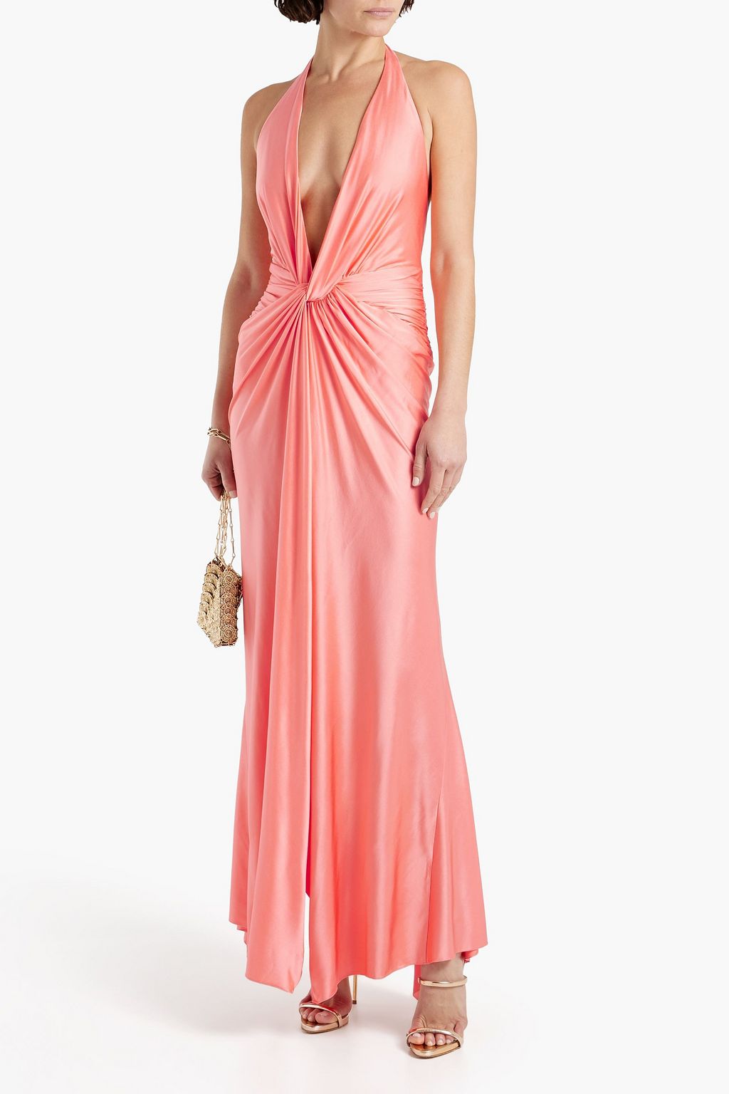 ALEXANDRE VAUTHIER Twisted stretch-satin twill halterneck maxi dress