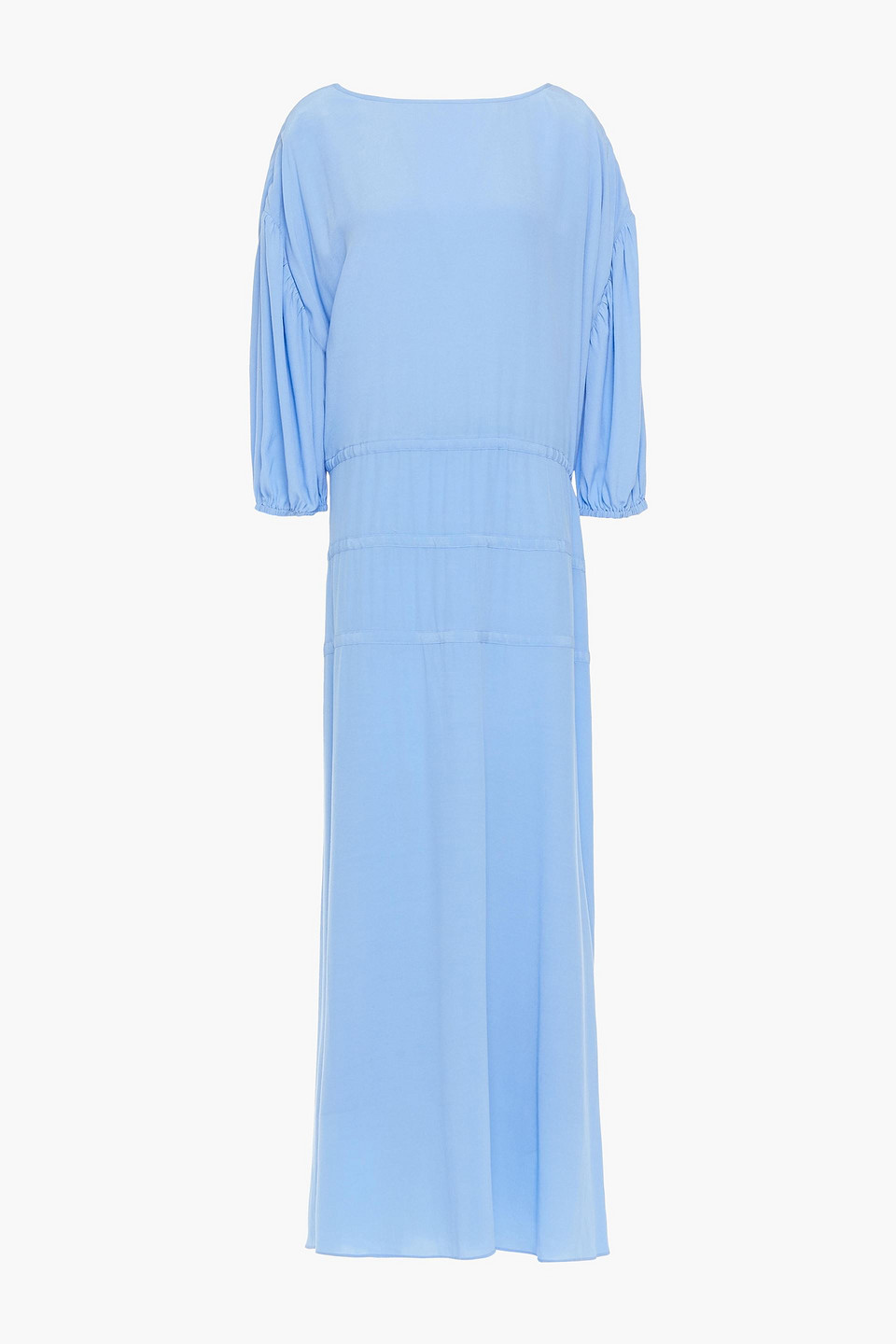 Rodebjer Woman Amane Gathered Crepe De Chine Maxi Dress Light Blue Size M
