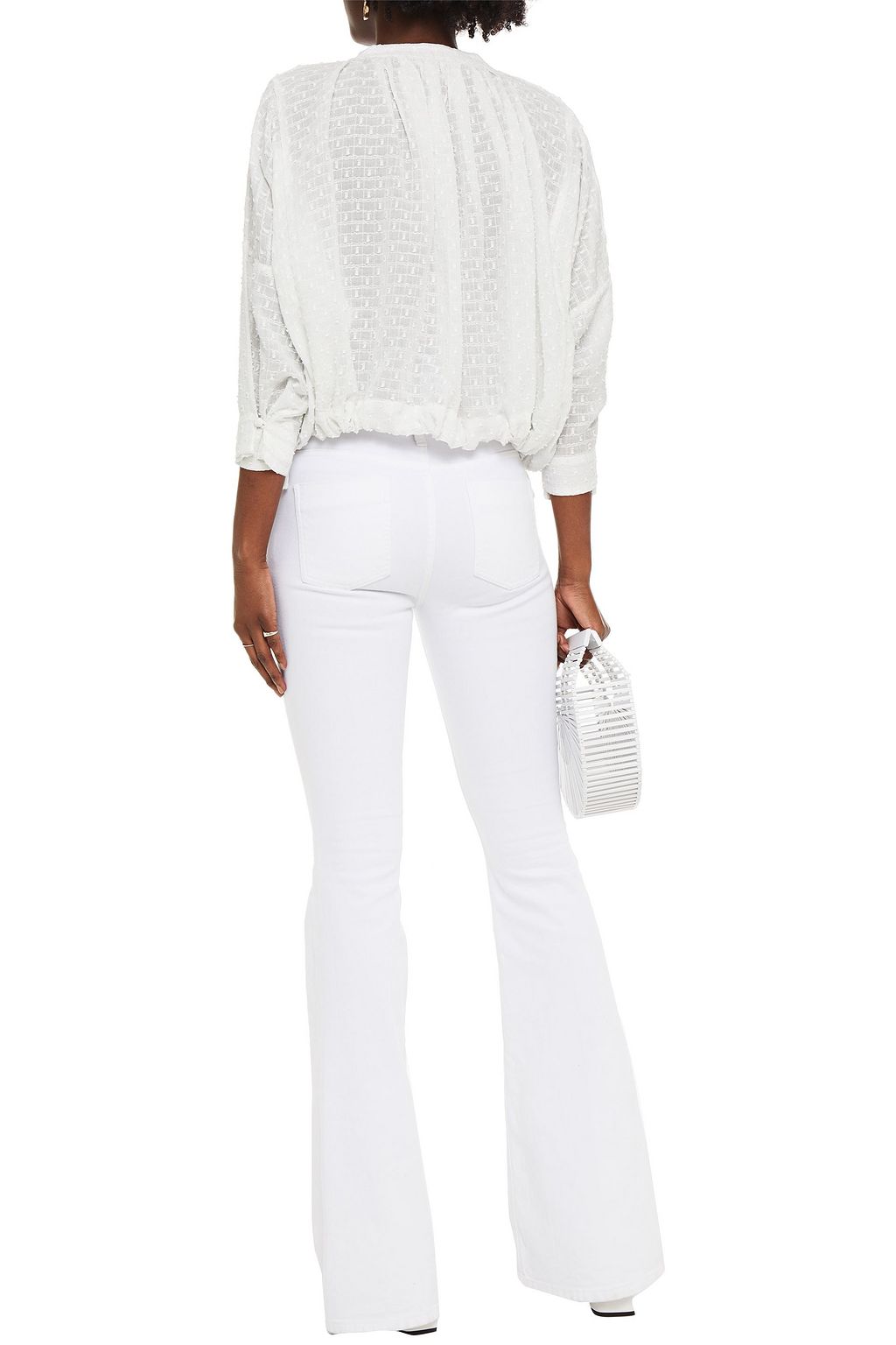 RHODE Helene metallic fil coupé cotton-blend blouse