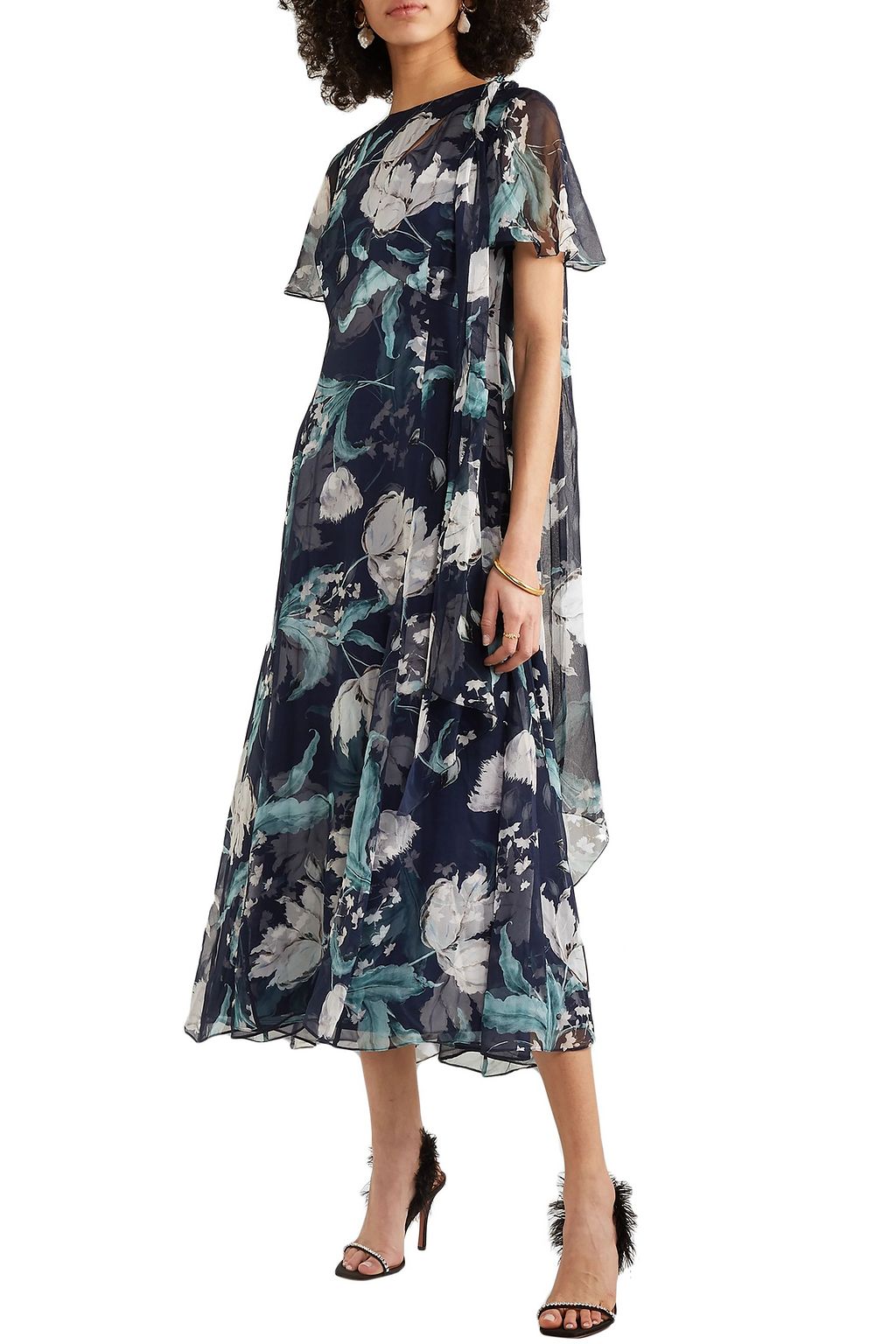 ERDEM Kirstie floral-print silk-voile midi dress