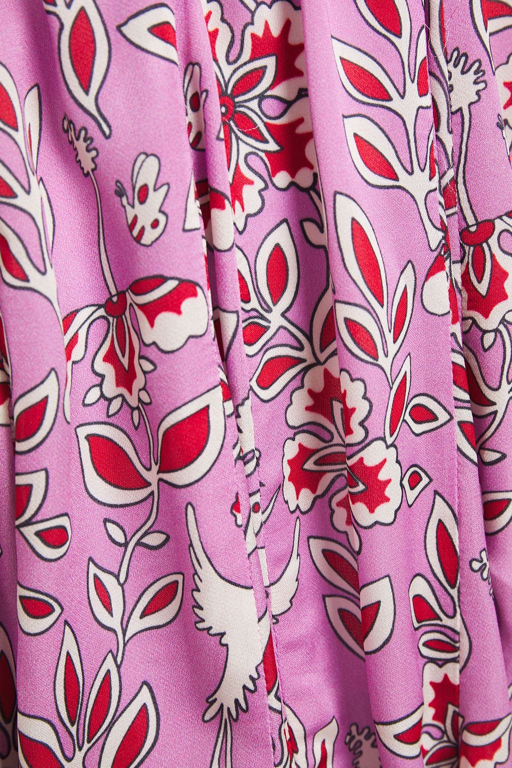 RHODE Caroline gathered printed crepe de chine mini dress