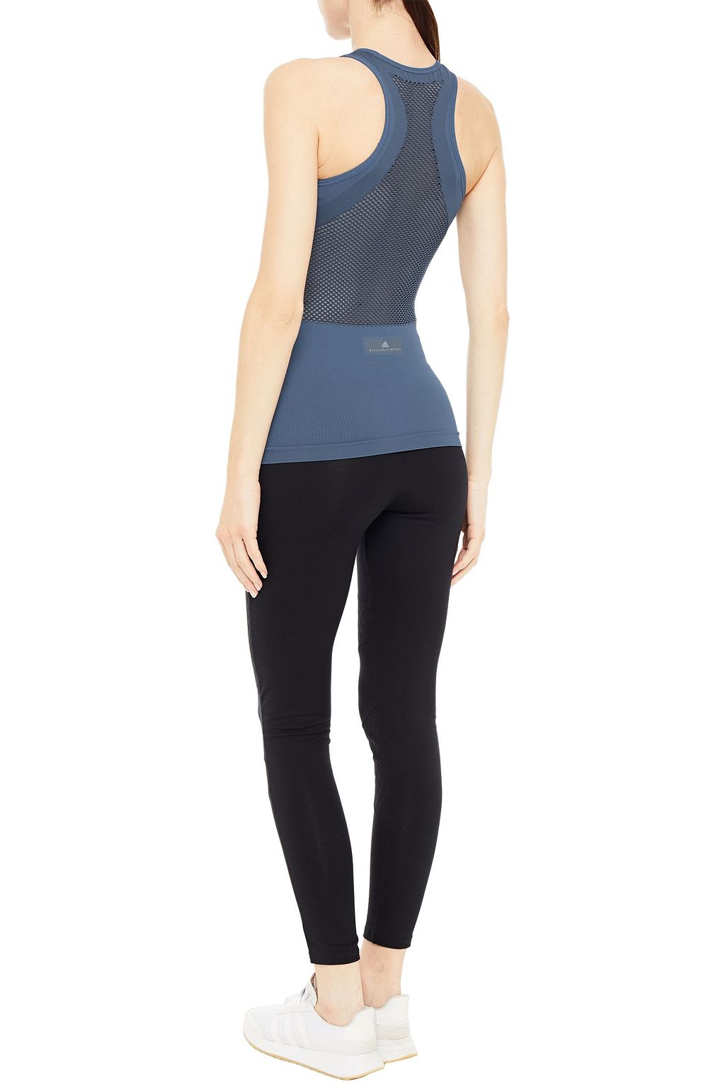 ADIDAS BY STELLA MCCARTNEY Mesh-paneled stretch-jacquard tank