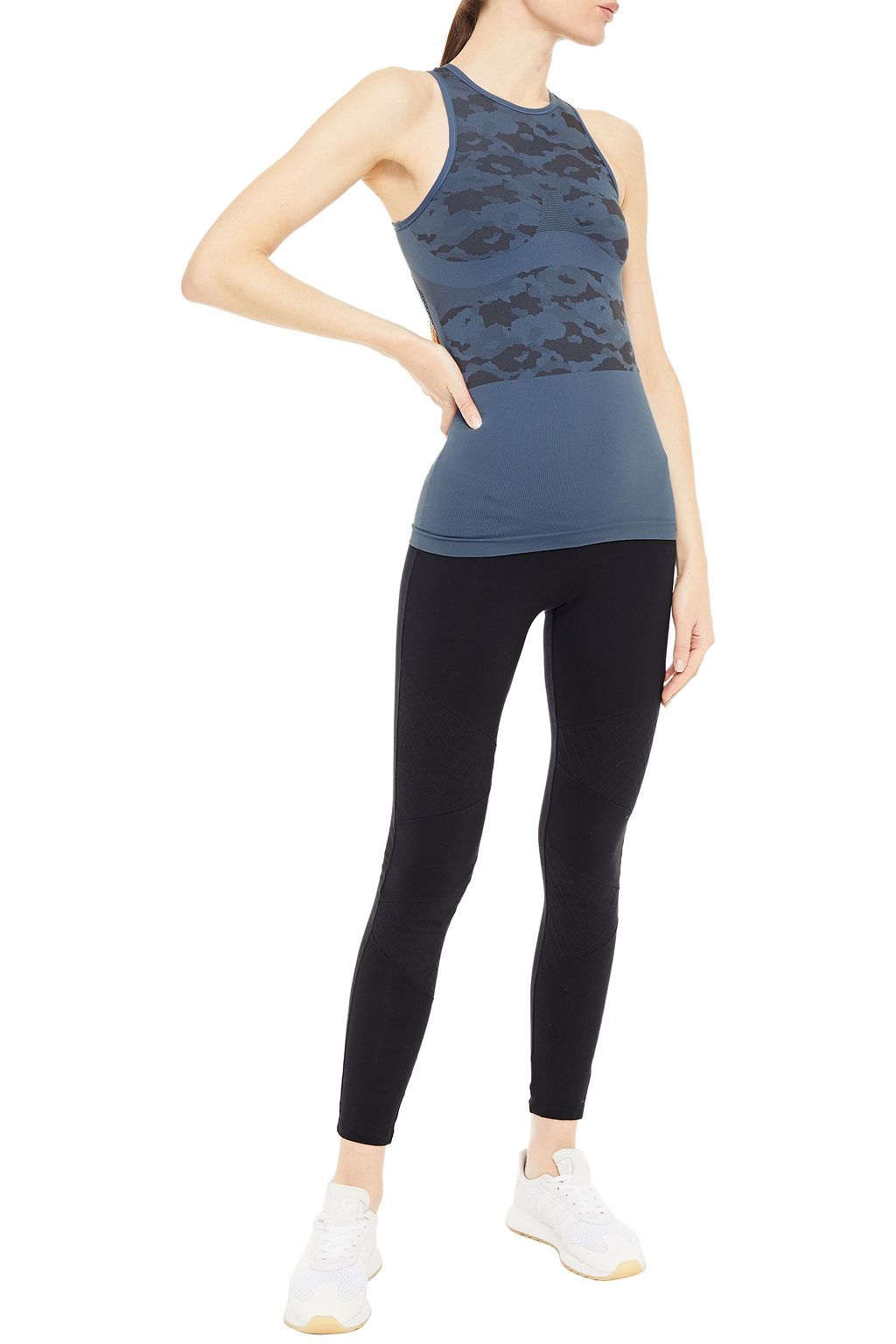 ADIDAS BY STELLA MCCARTNEY Mesh-paneled stretch-jacquard tank