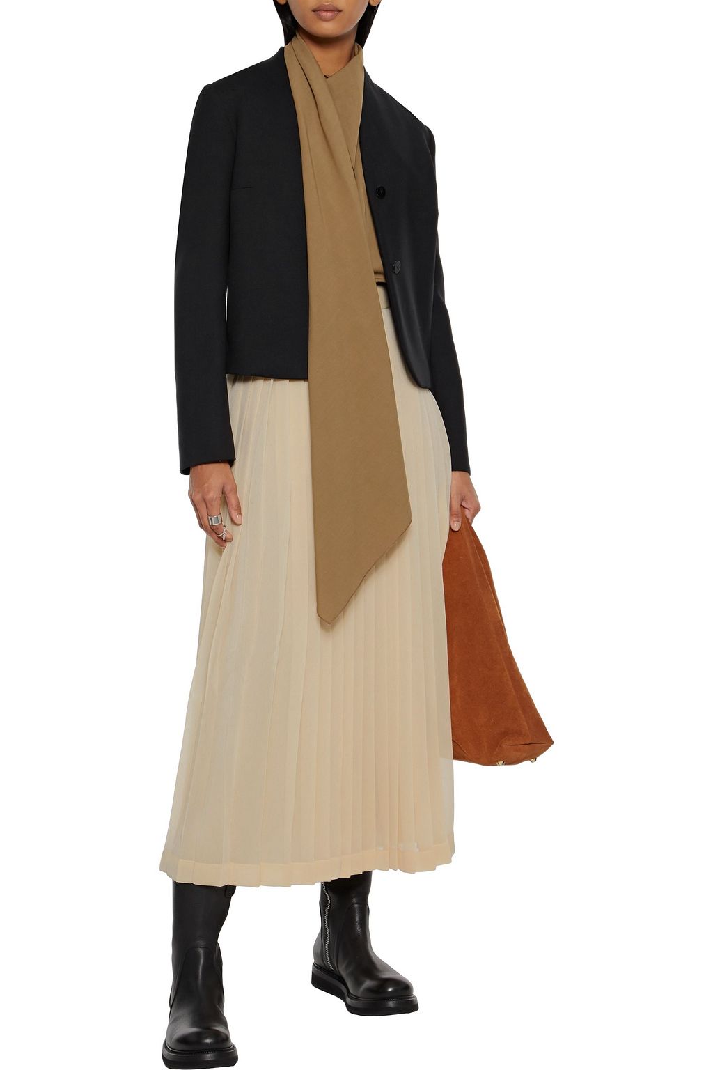 THE ROW Lawrence pleated crepe de chine midi skirt