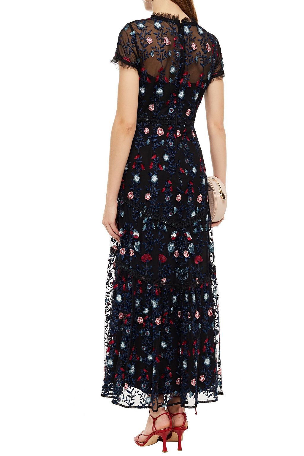 ML MONIQUE LHUILLIER Embroidered tulle maxi dress