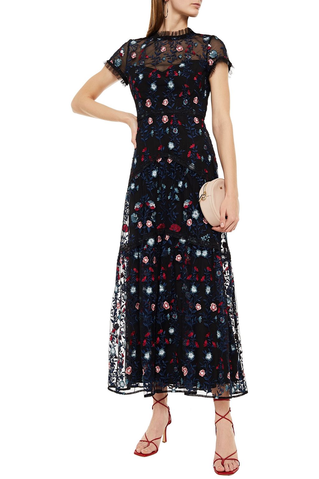ML MONIQUE LHUILLIER Embroidered tulle maxi dress