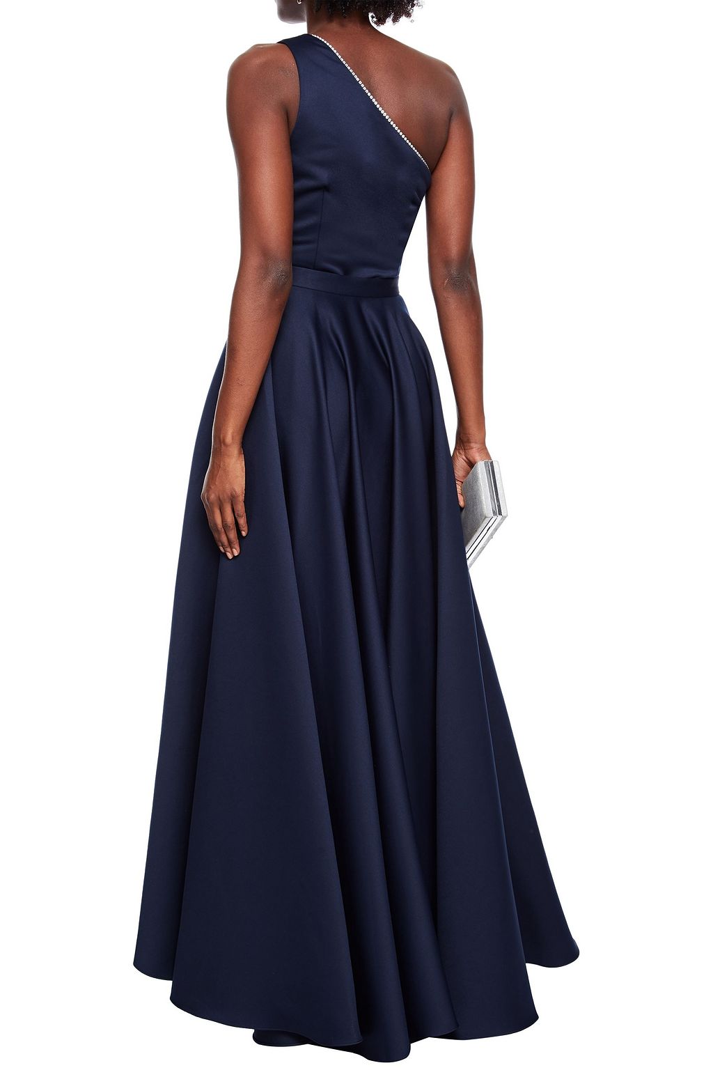 JAY GODFREY One-shoulder layered satin and stretch-crepe jumpsuit