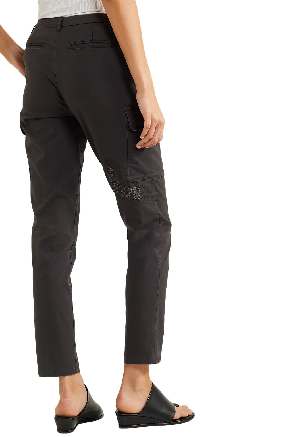ATM ANTHONY THOMAS MELILLO Cropped distressed stretch-cotton slim-leg pants