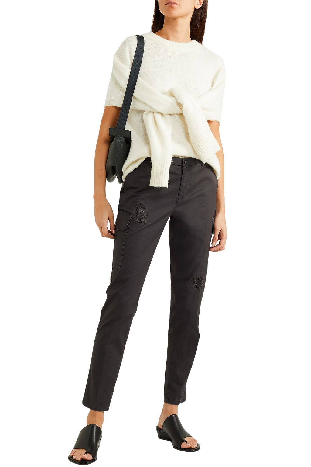 ATM ANTHONY THOMAS MELILLO Cropped distressed stretch-cotton slim-leg pants