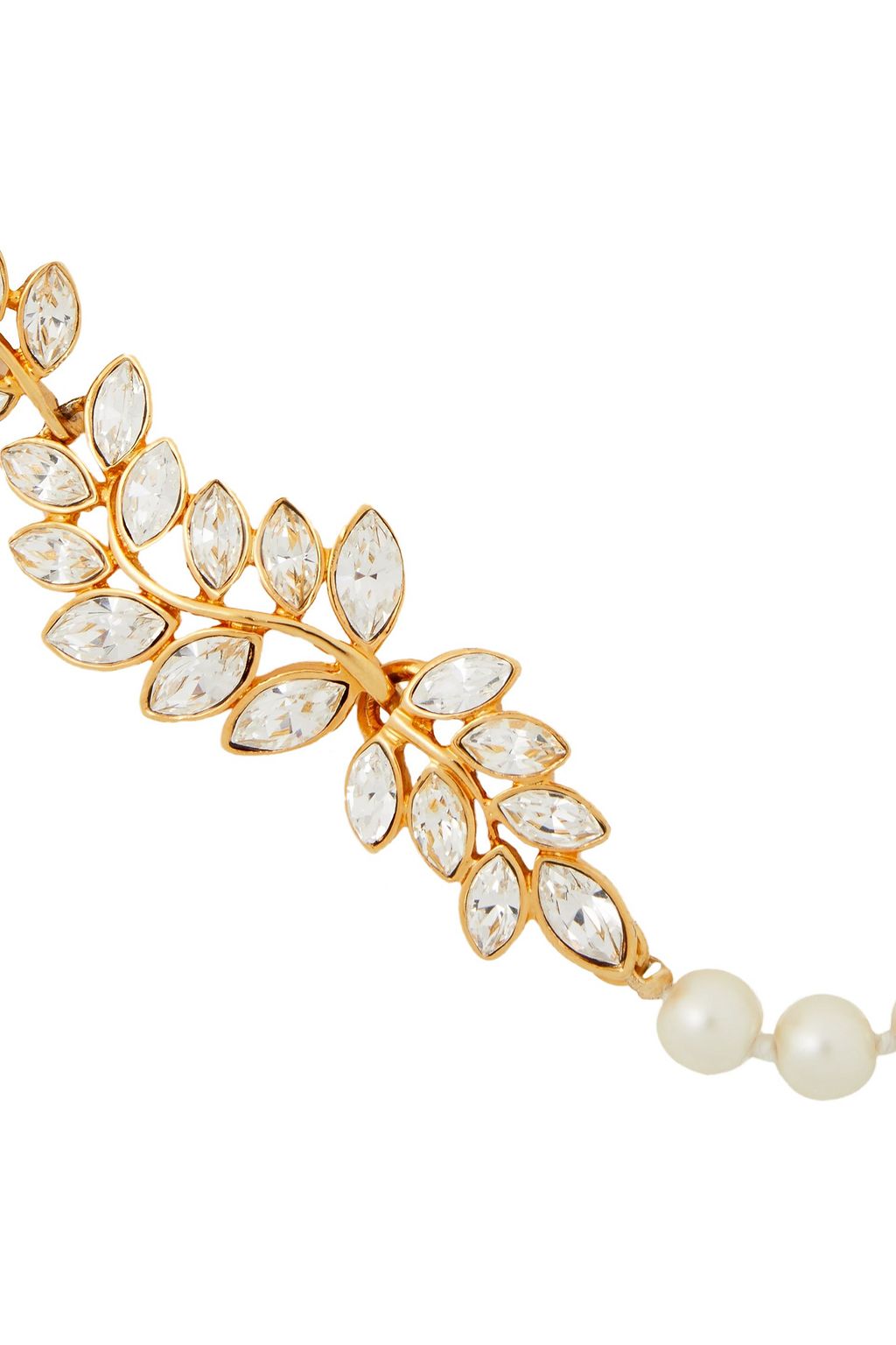 KENNETH JAY LANE 22-karat gold-plated, faux pearl and crystal necklace