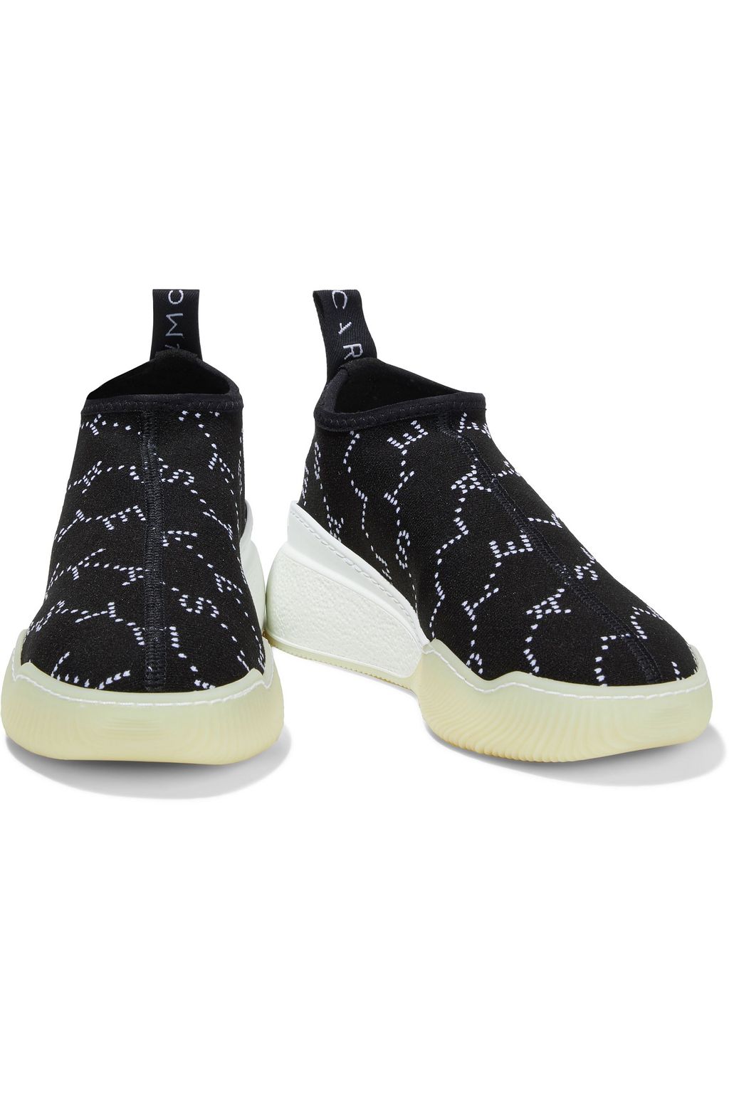 STELLA MCCARTNEY Loop Monogram jacquard-knit slip-on sneakers | THE OUTNET