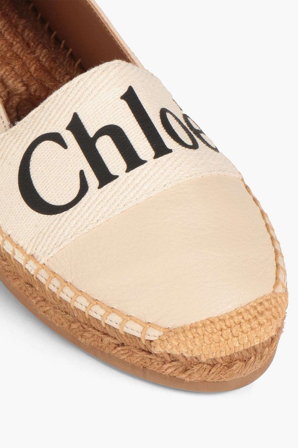 CHLOÉ Logo-print leather and canvas espadrilles
