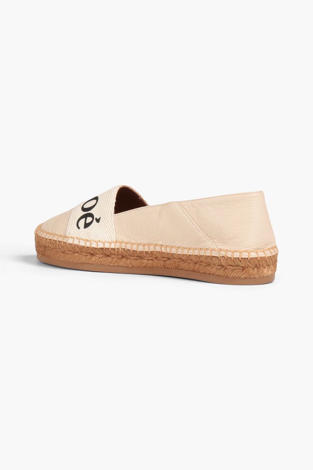 CHLOÉ Logo-print leather and canvas espadrilles