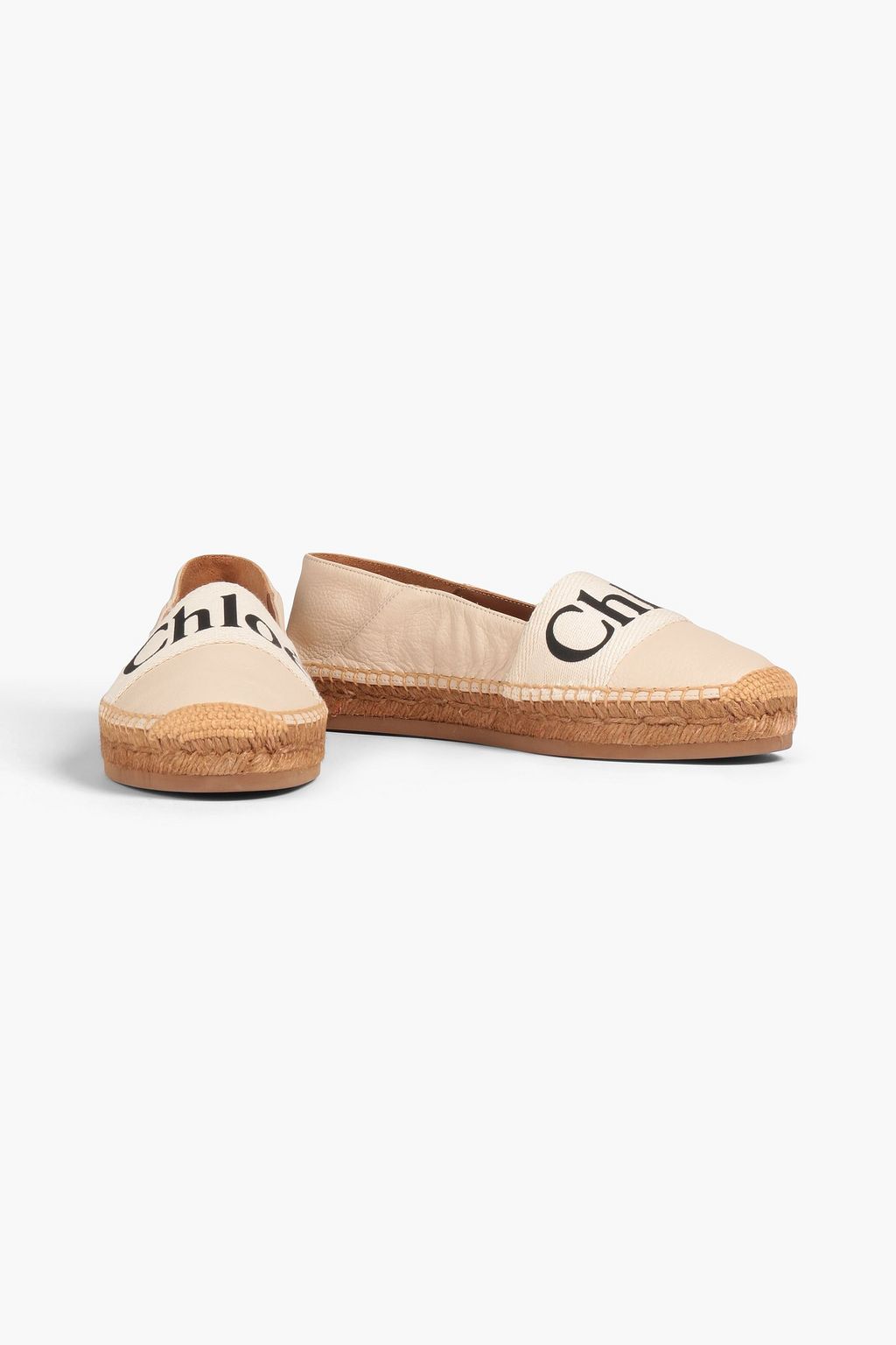 CHLOÉ Logo-print leather and canvas espadrilles