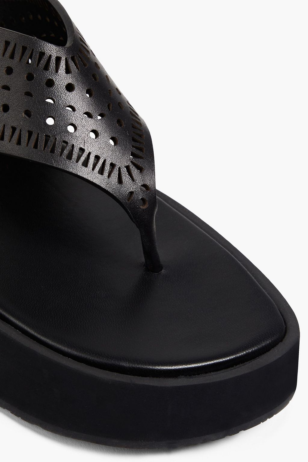 ALAÏA 40 laser-cut leather platform flip flops