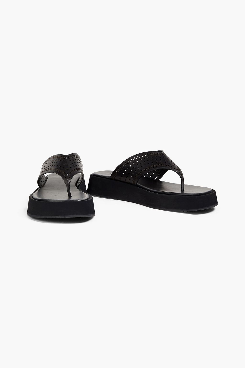 ALAÏA 40 laser-cut leather platform flip flops