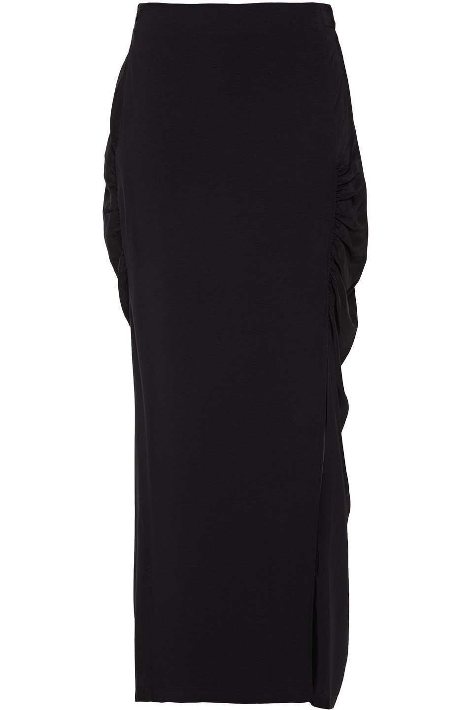 Mcq Alexander Mcqueen Woman Mesh-paneled Ruched Jersey Maxi Skirt Black Size S
