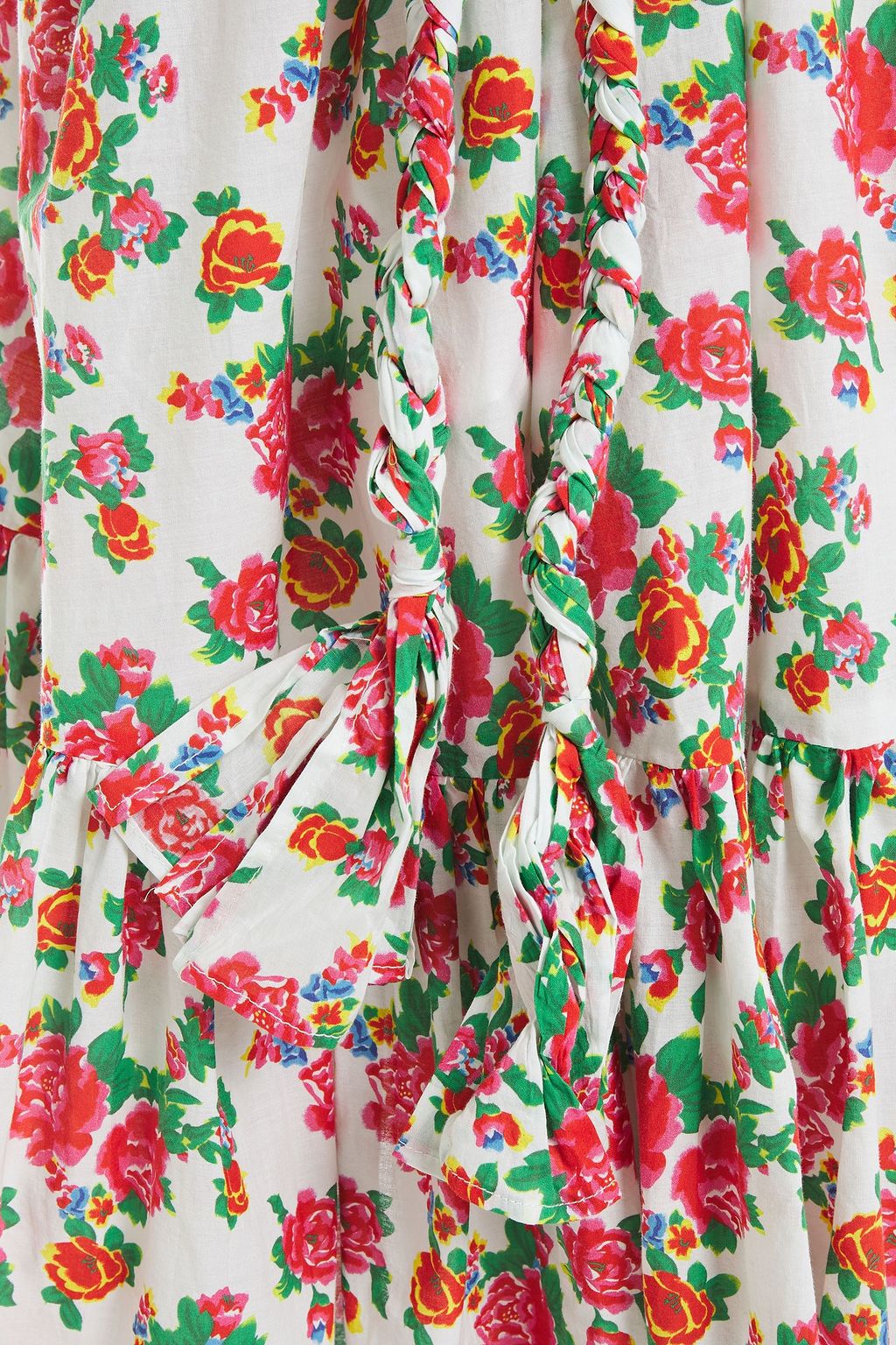 RHODE Lea gathered floral-print cotton-poplin midi dress