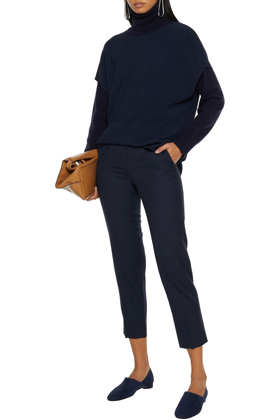Click to view more detailed imagery on our partner's website The Row Clark Cropped Wool Slim-leg Pants In Navy