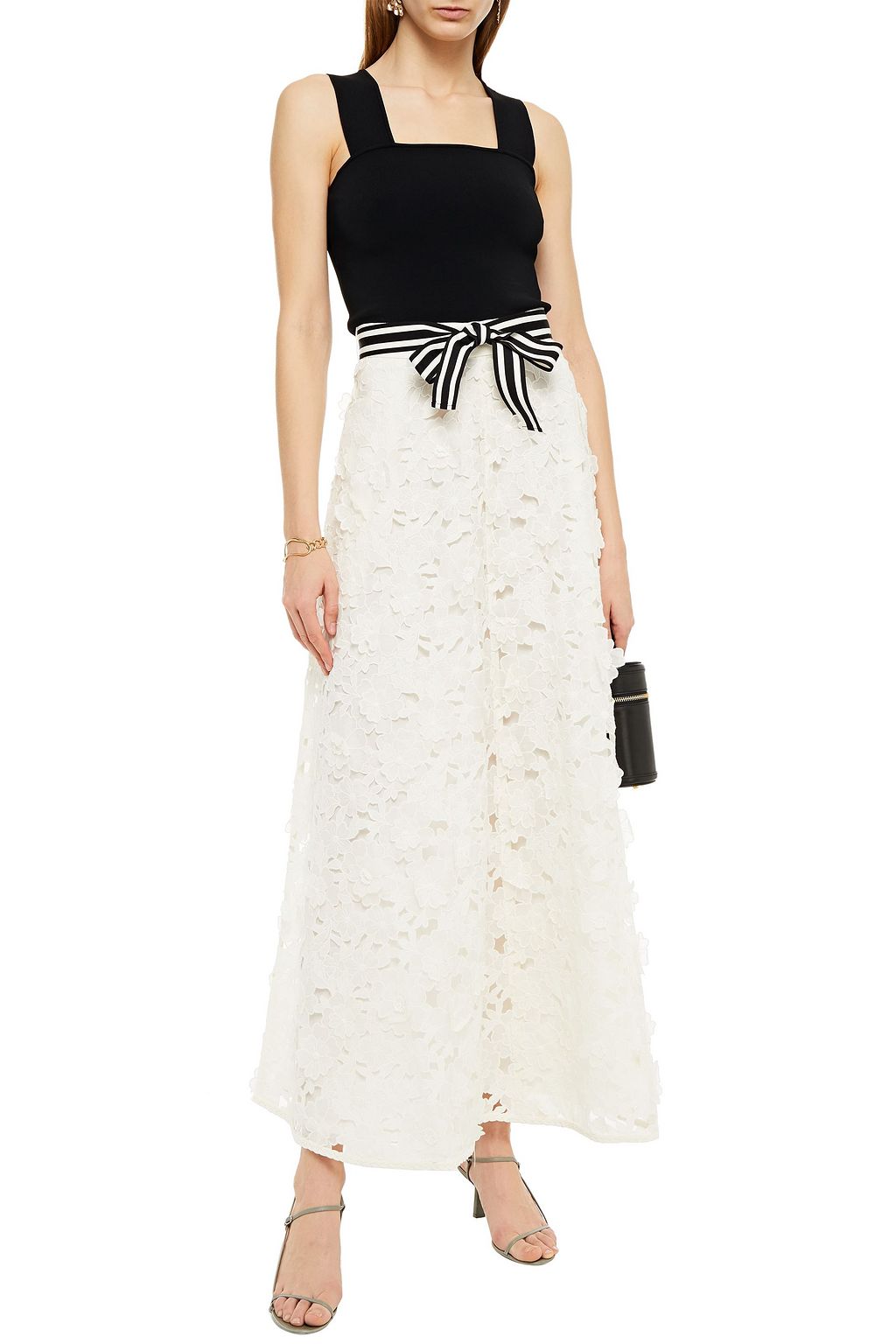 ZIMMERMANN Super Eight Lift Off belted linen and silk-blend guipure lace maxi skirt