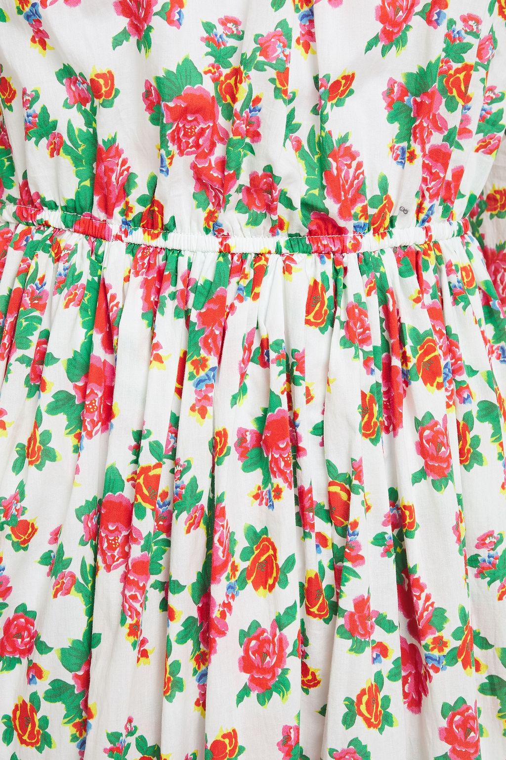 RHODE Mai gathered floral-print cotton-poplin midi dress