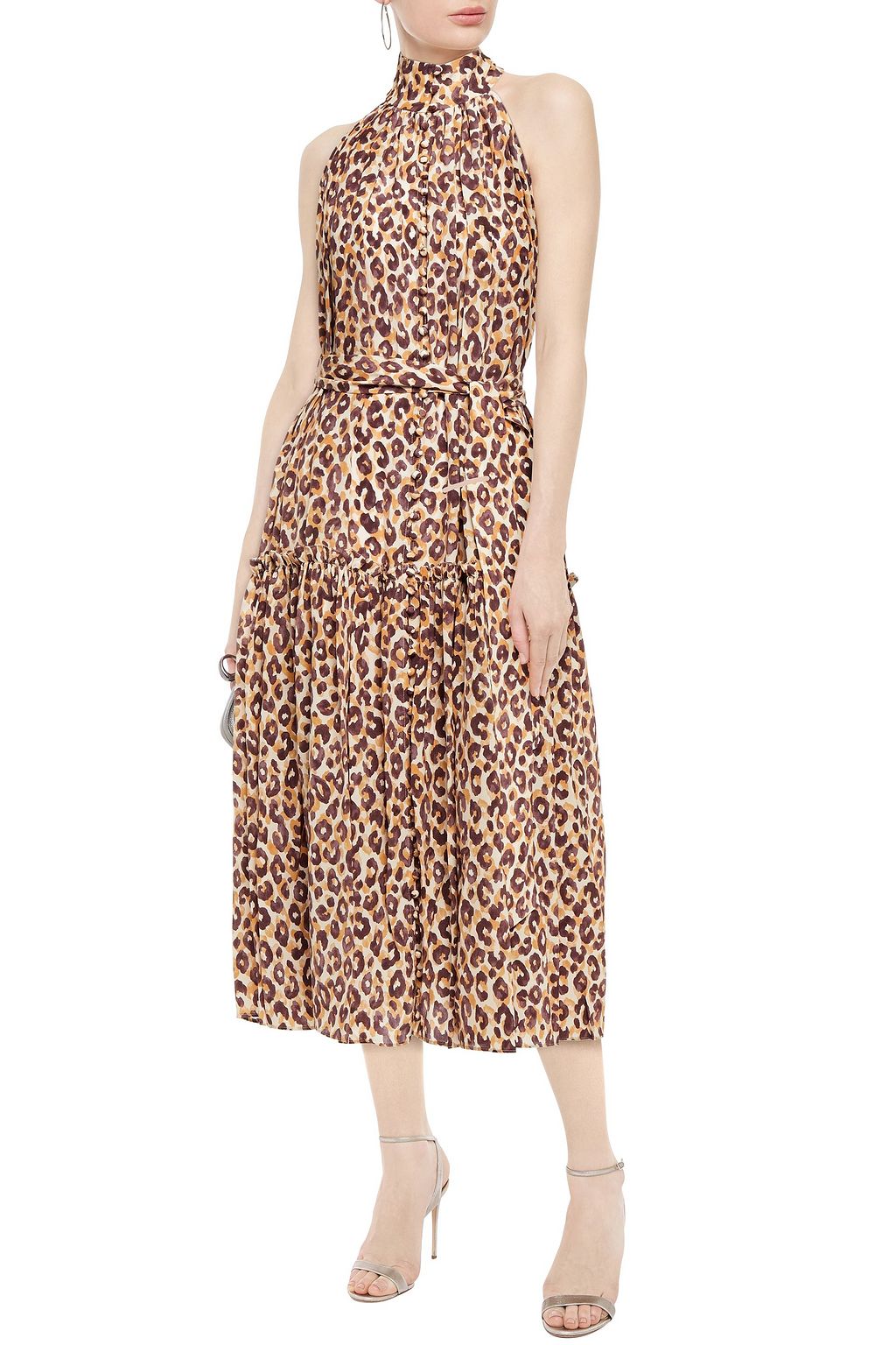 ZIMMERMANN Silk Swing gathered leopardprint silk crepe de chine midi