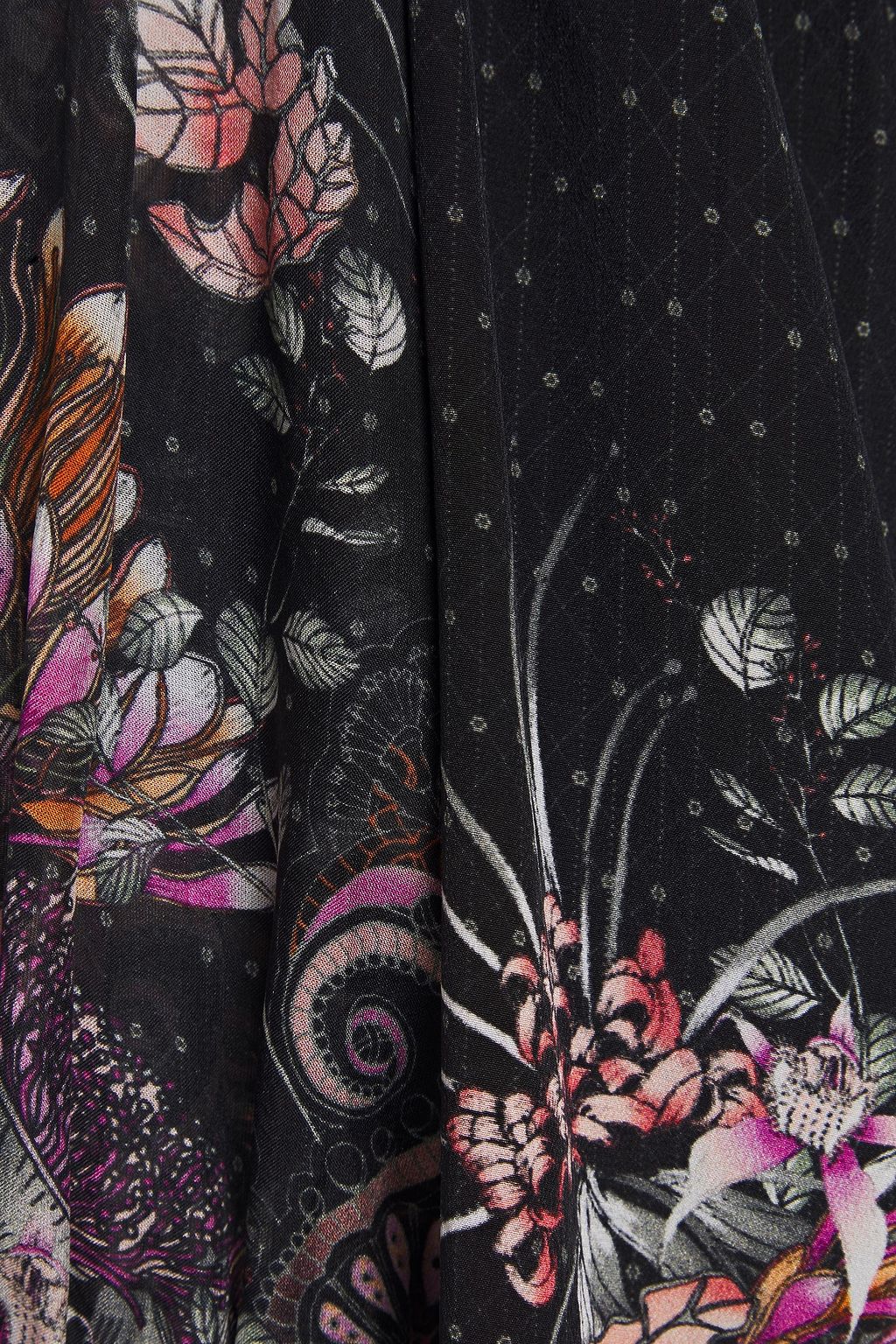 CAMILLA Lace-trimmed crystal-embellished printed silk crepe de chine blouse