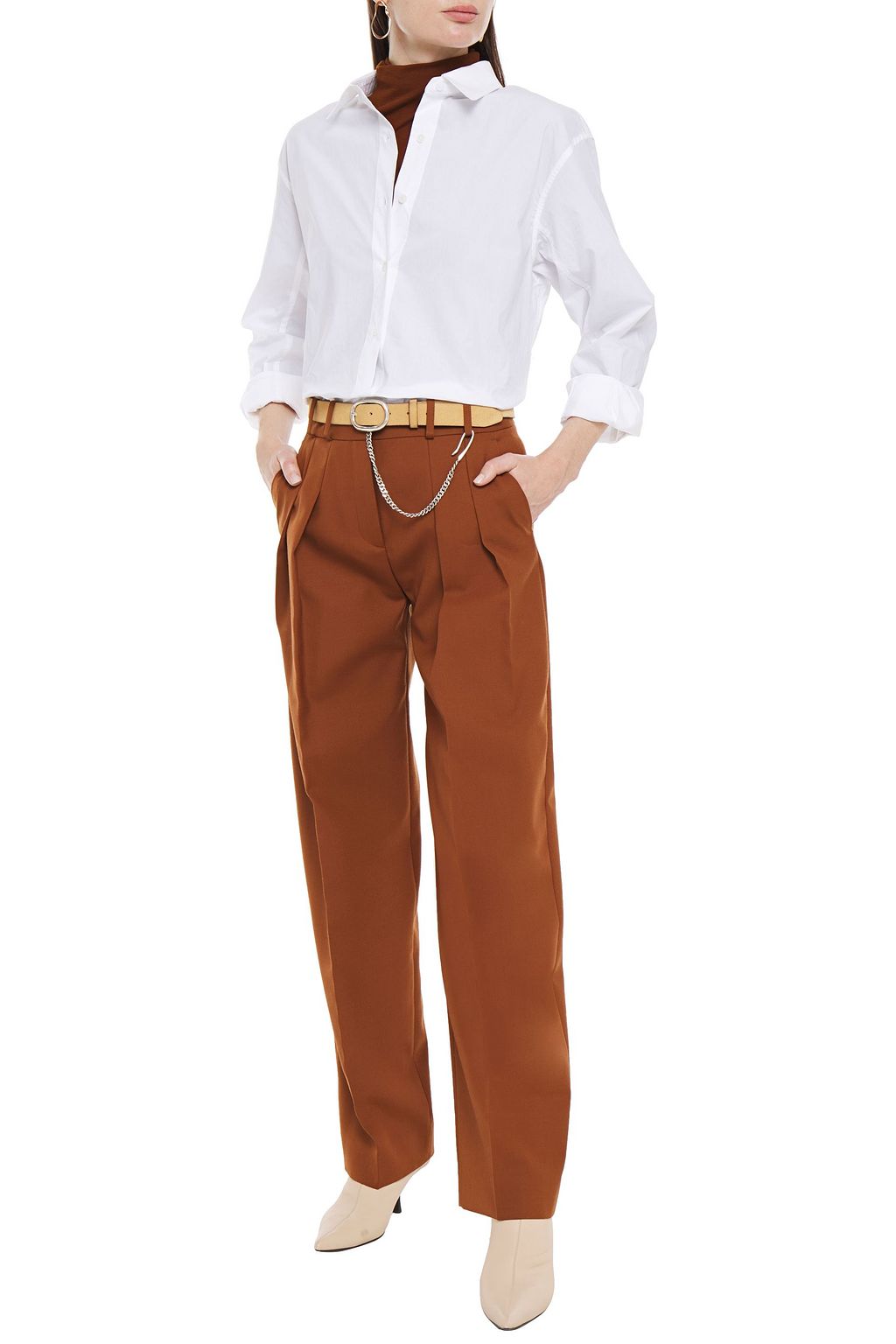 VICTORIA, VICTORIA BECKHAM Pleated woven straight-leg pants