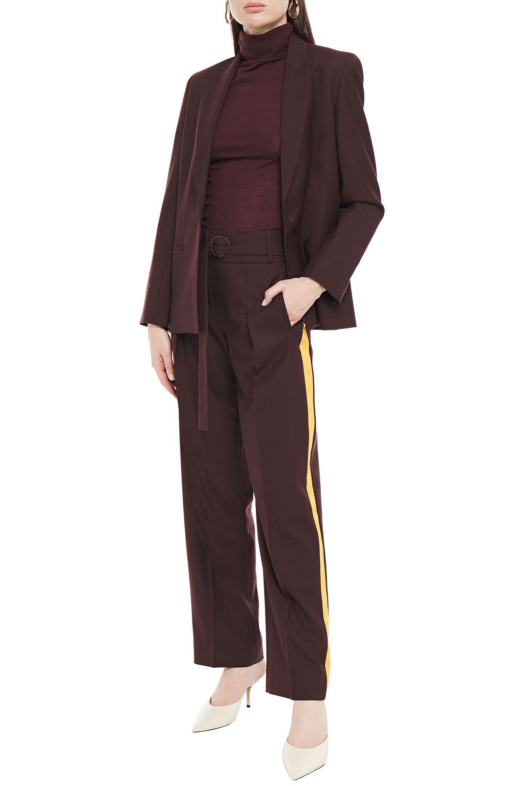 VICTORIA, VICTORIA BECKHAM Striped twill straight-leg pants