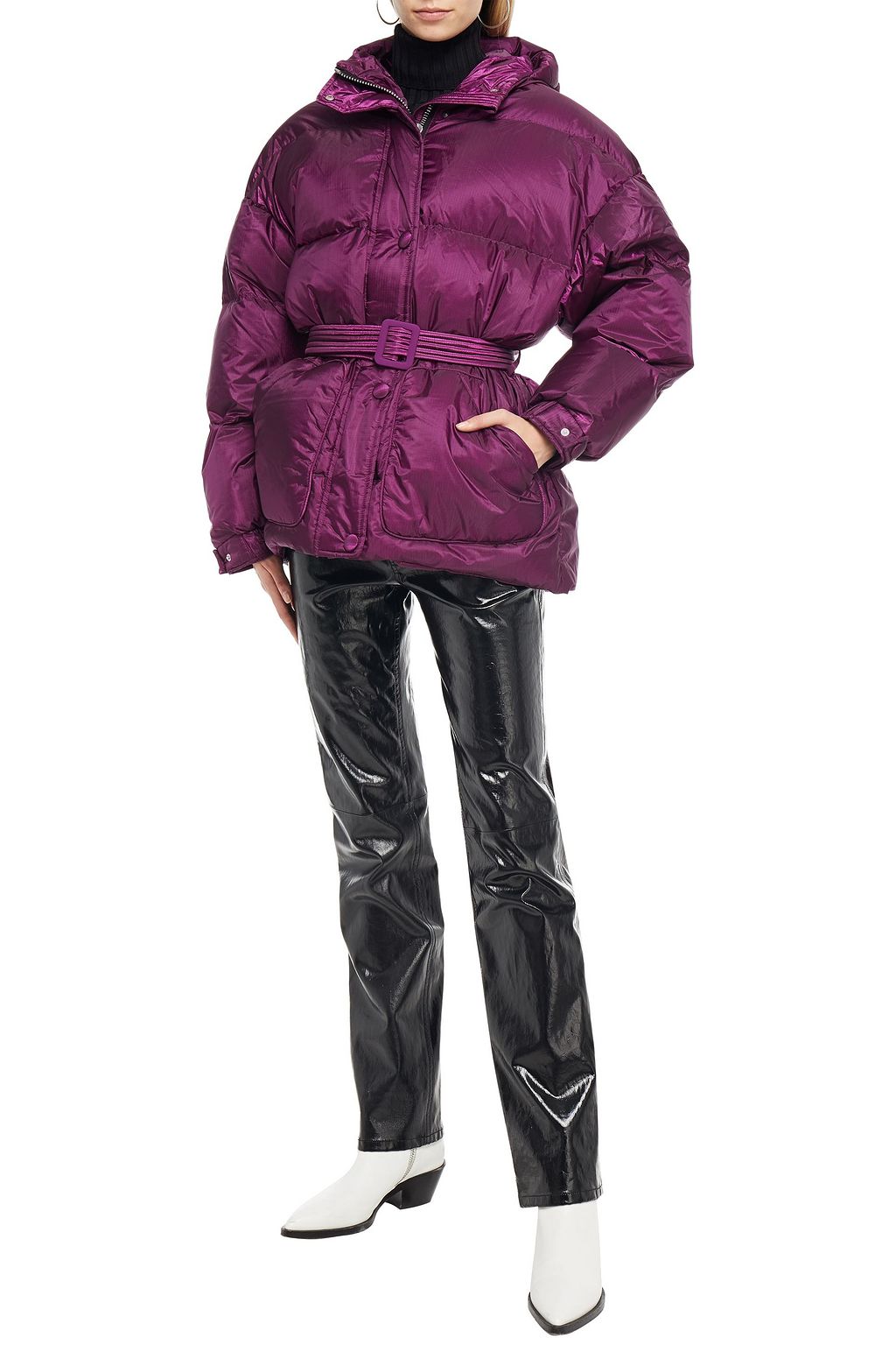 IENKI IENKI Michlin belted quilted faux leather down jacket