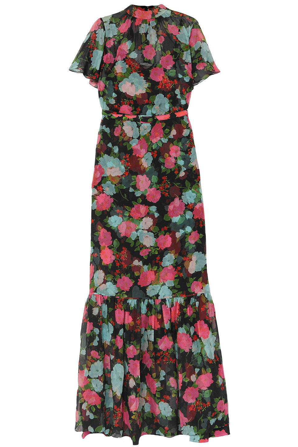 Erdem Woman Ciella Tiered Floral-print Silk-chiffon Gown Black Size 6