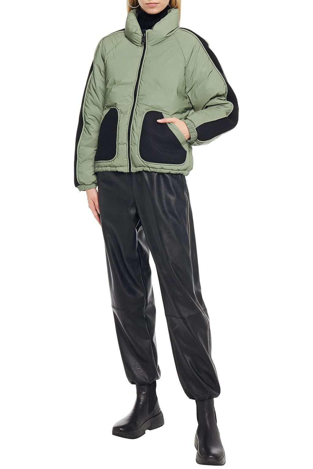 IENKI IENKI Stretch mesh-paneled shell down jacket