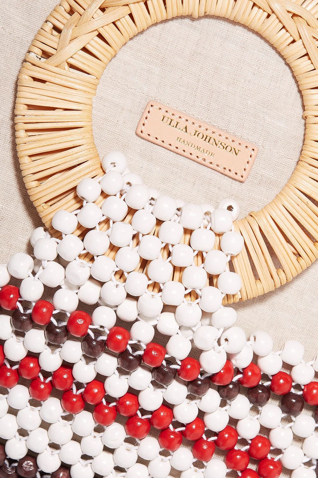 ULLA JOHNSON Keya mini beaded and wicker tote