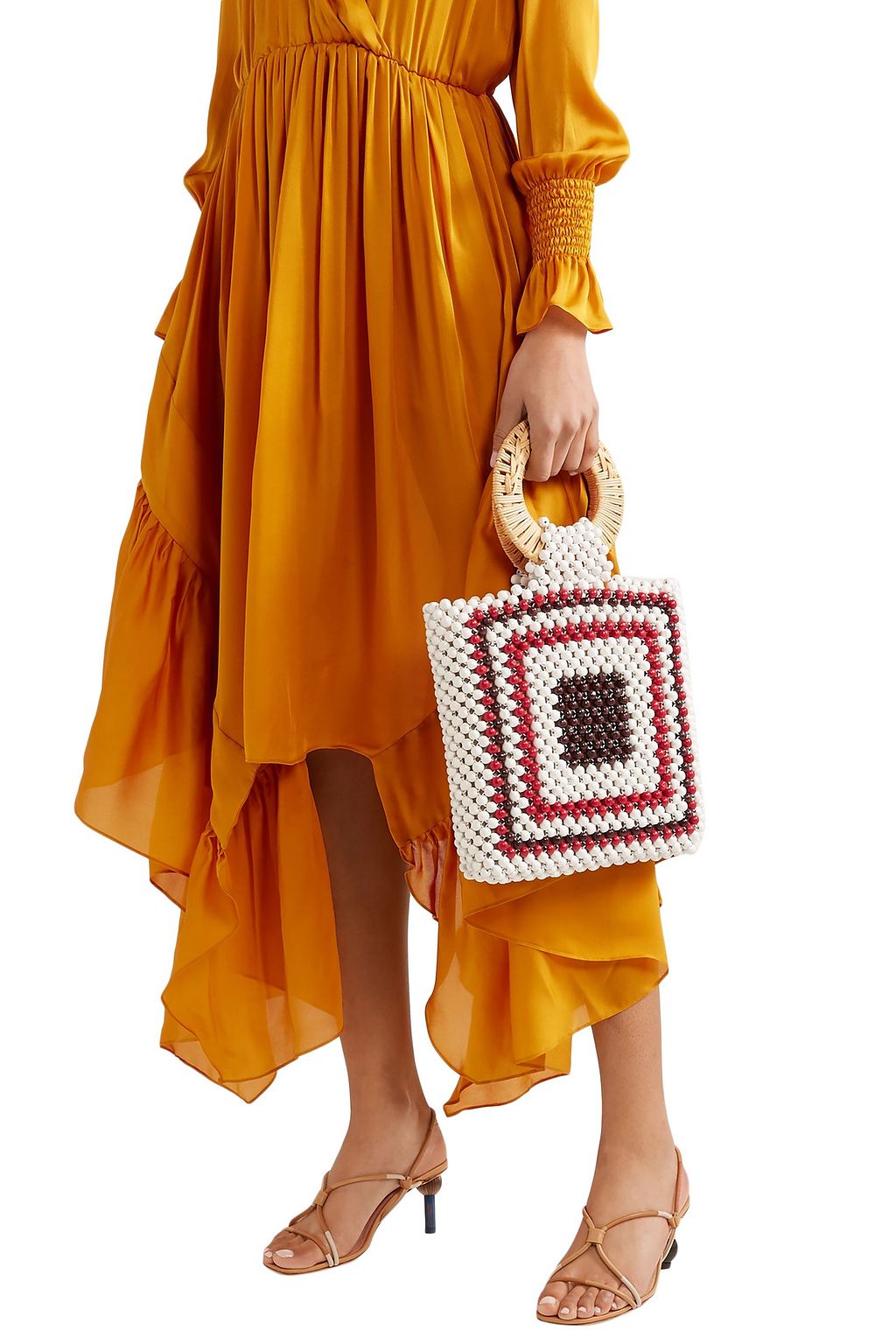 ULLA JOHNSON Keya mini beaded and wicker tote
