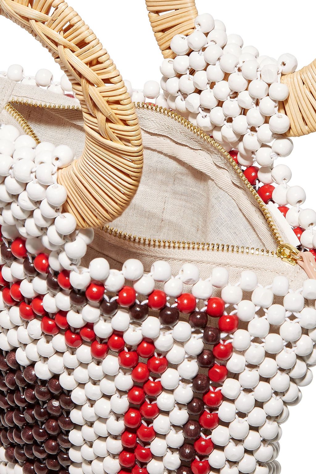 ULLA JOHNSON Keya mini beaded and wicker tote