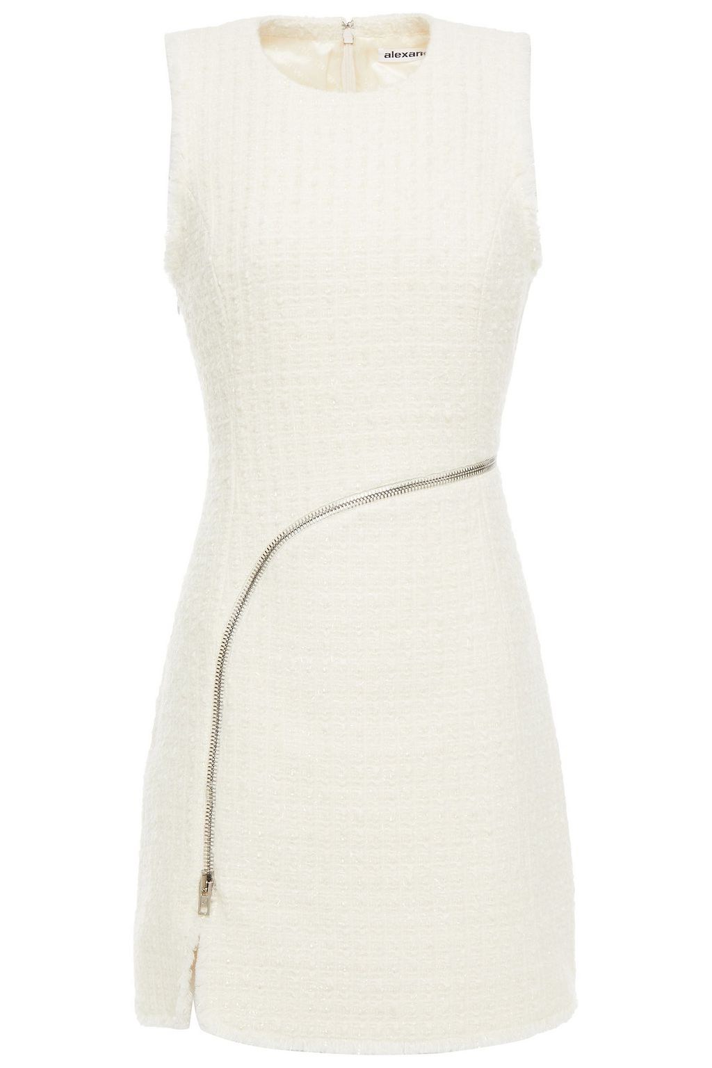 ALEXANDER WANG Zip detailed metallic tweed mini dress THE OUTNET