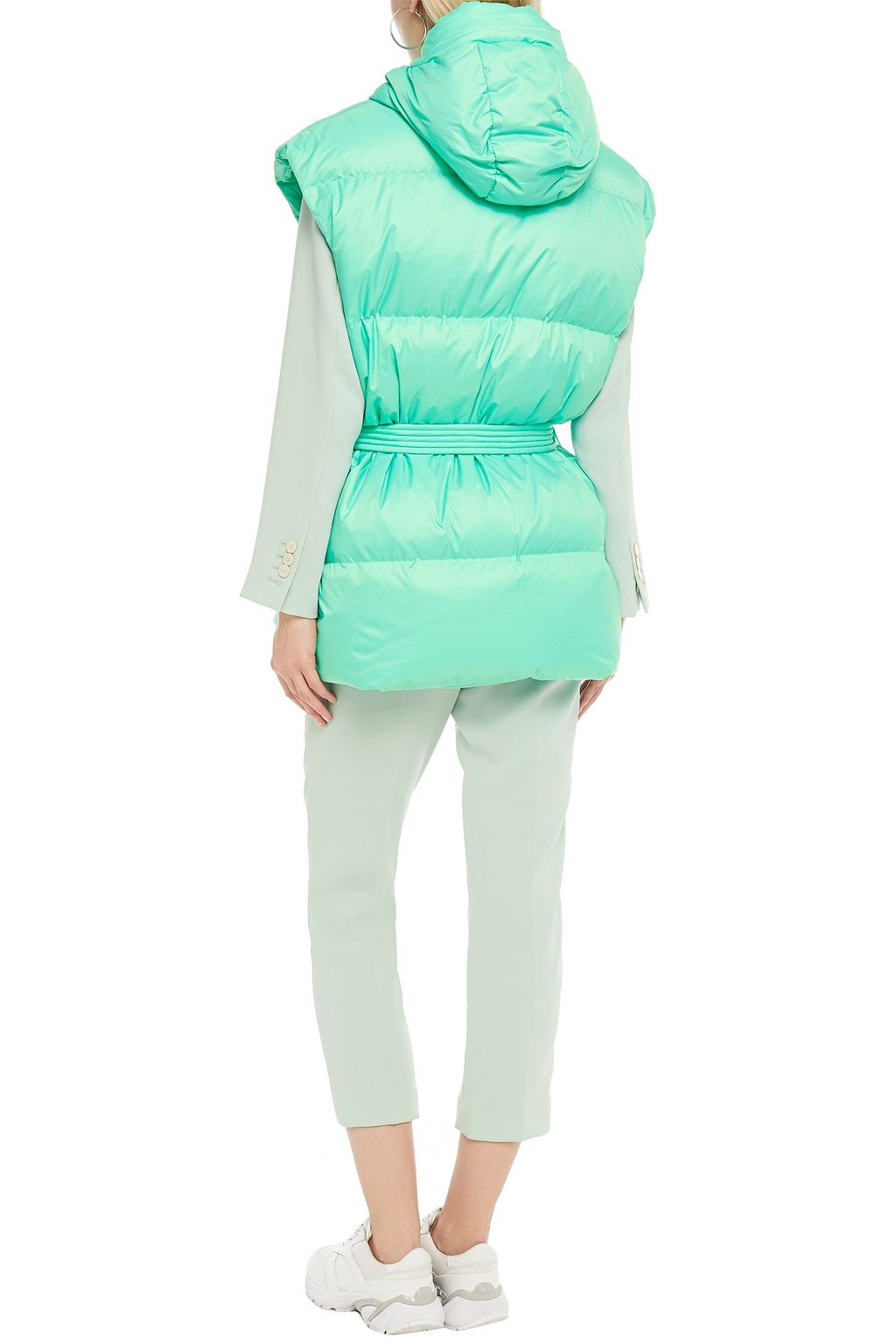 IENKI IENKI Belted metallic quilted shell hooded down vest