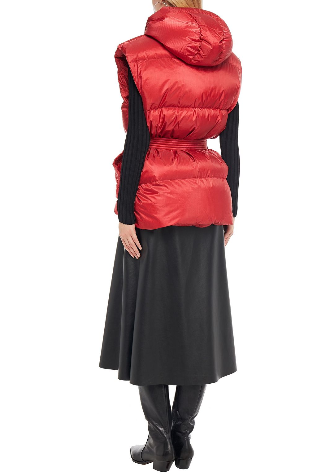 IENKI IENKI Belted metallic quilted shell hooded down vest