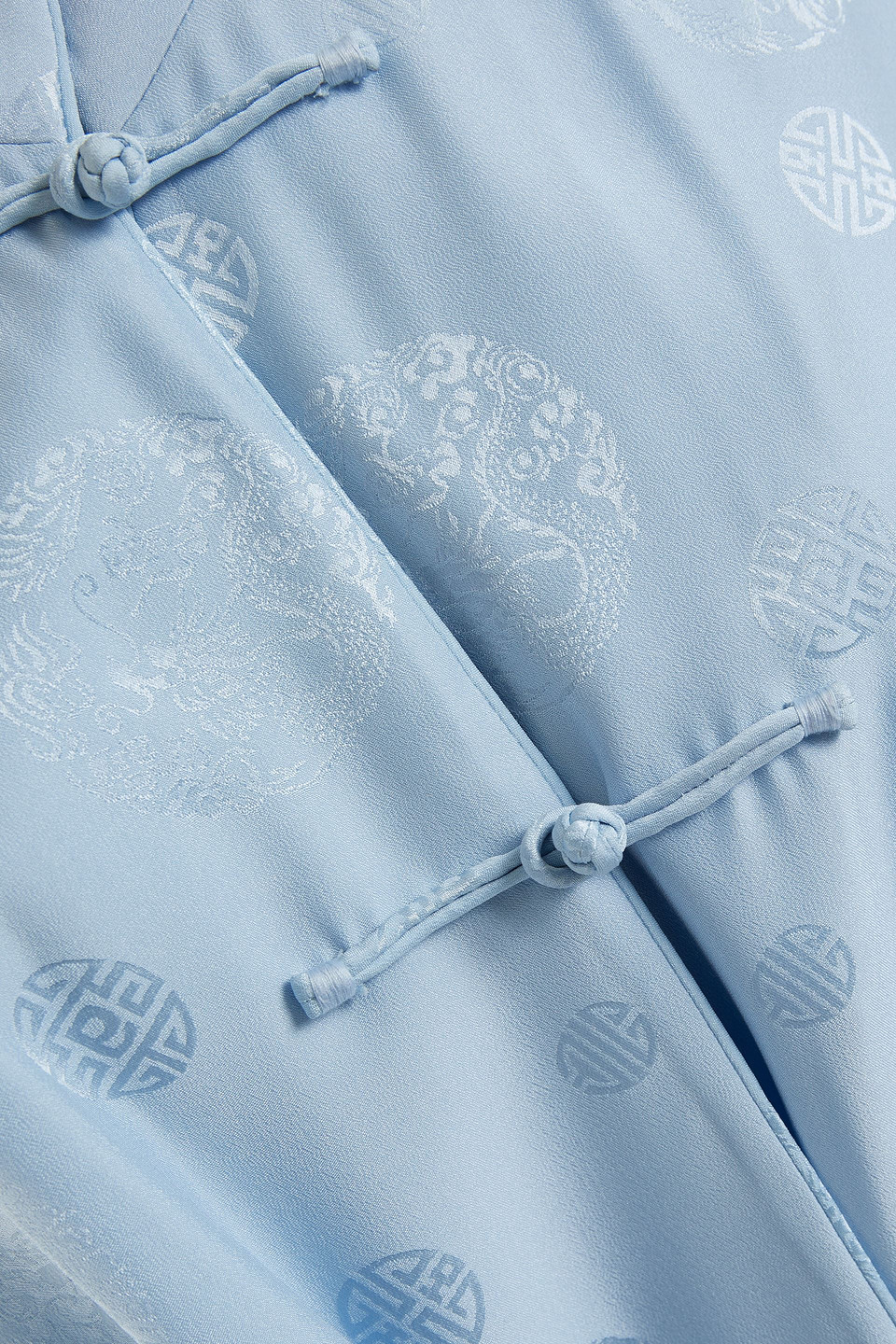 Alexander Wang Cold-shoulder Knotted Silk-jacquard Mini Dress In Sky Blue