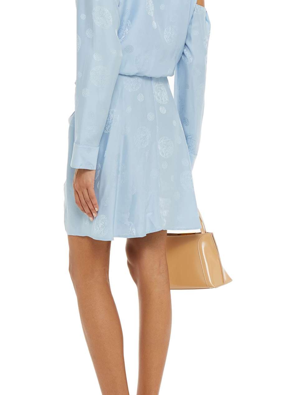 cold-shoulder knotted silk-jacquard mini dress