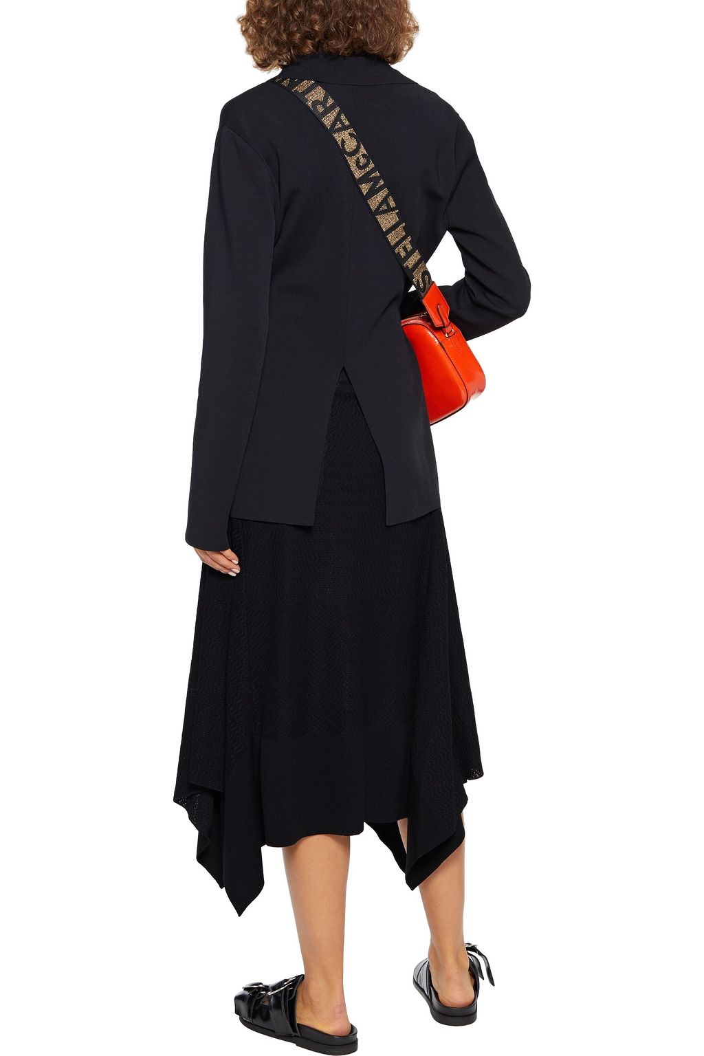 STELLA MCCARTNEY Asymmetric pointelle-knit wool-blend midi skirt
