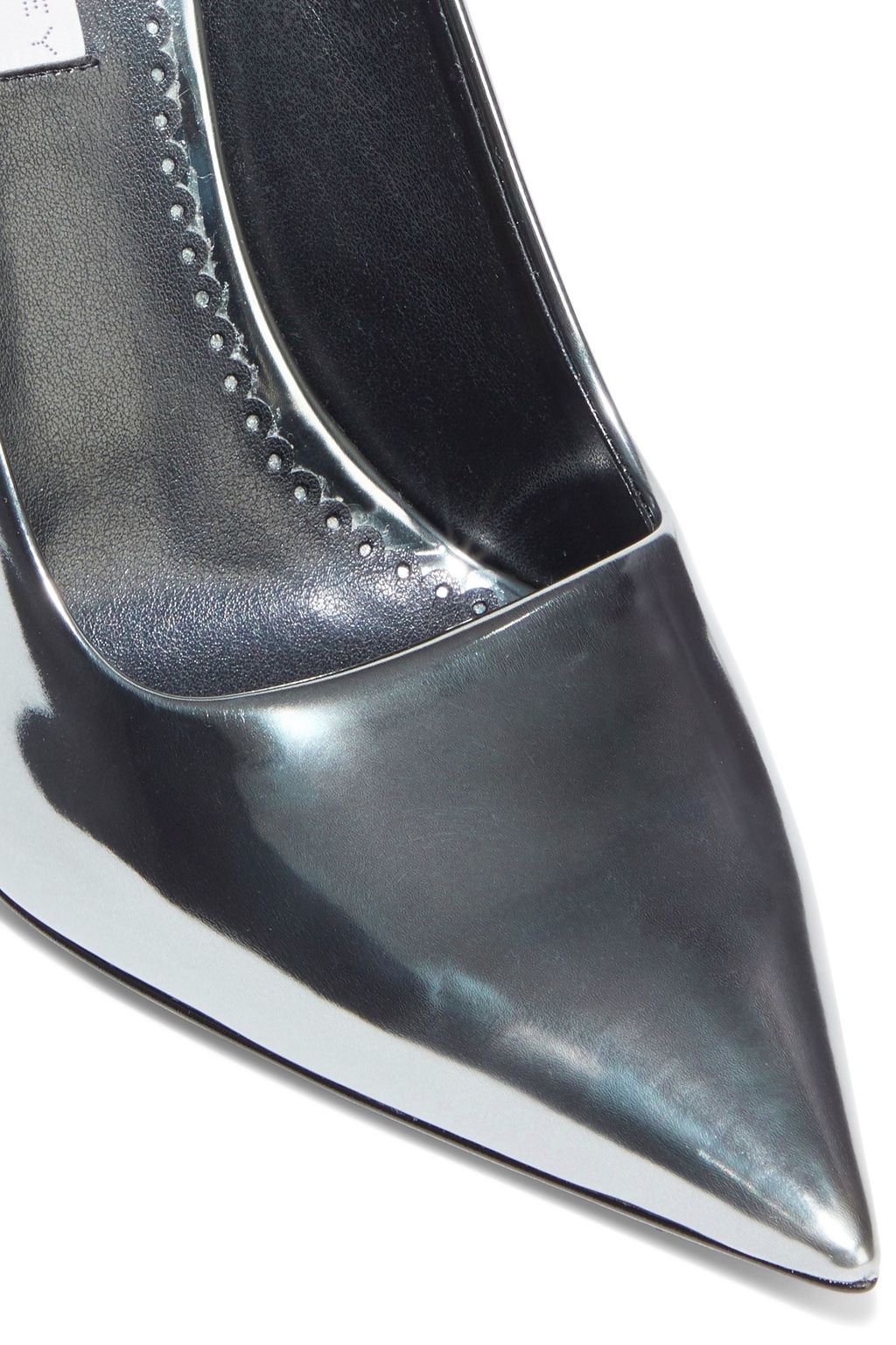 STELLA MCCARTNEY Crystal-embellished faux mirrored-leather pumps