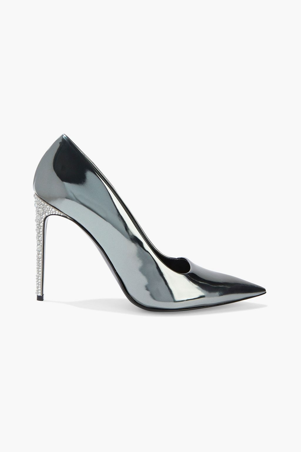 Hej Krympe Måling Gunmetal Crystal-embellished faux mirrored-leather pumps | Sale up to 70%  off | THE OUTNET | STELLA MCCARTNEY | THE OUTNET